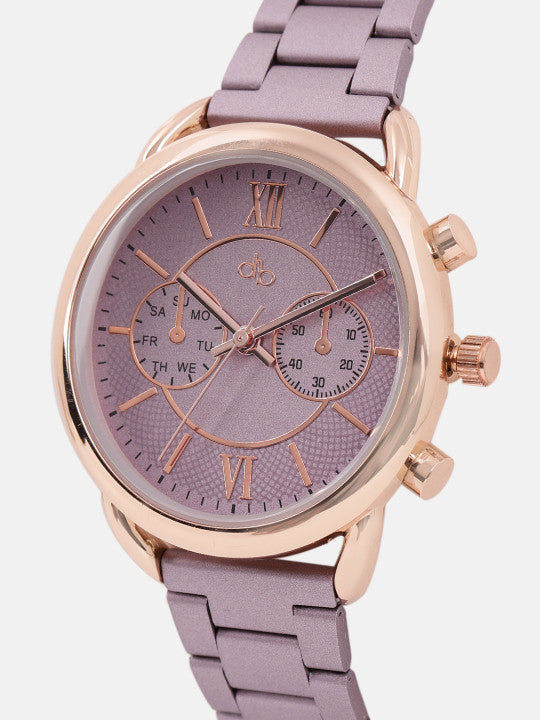 Luxury Rose Gold Mauve Chronograph Watch for Women