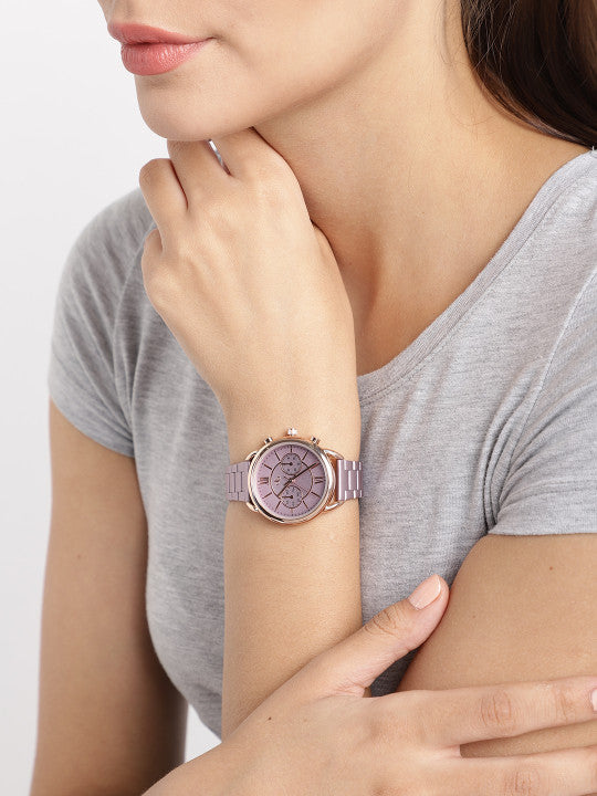 Luxury Rose Gold Mauve Chronograph Watch for Women