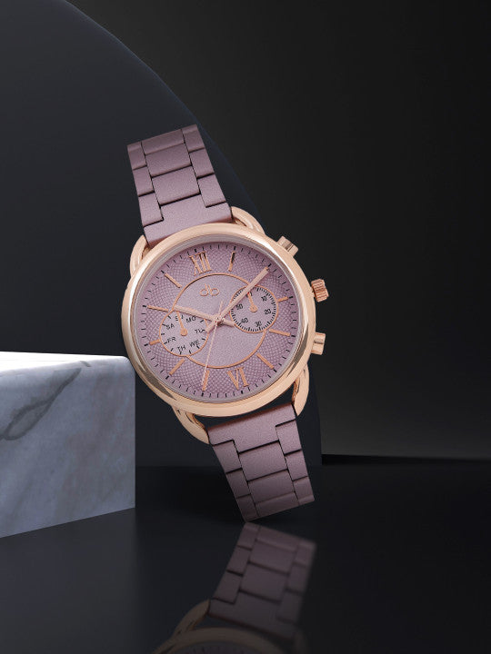 Luxury Rose Gold Mauve Chronograph Watch for Women