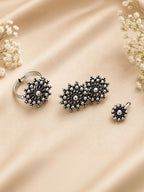 Navratri Special Oxidized Silver Round Pendant Necklace Set