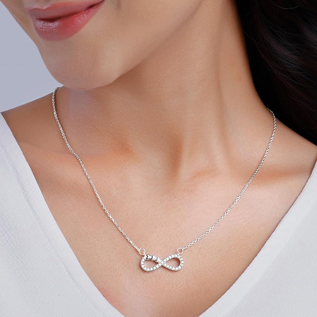 Silver Infinity Heart Necklace |Gifts for Girlfriend, Gifts for Women & Girls| With Certificate of Authenticity and 925 Stamp | 6 Month Warranty