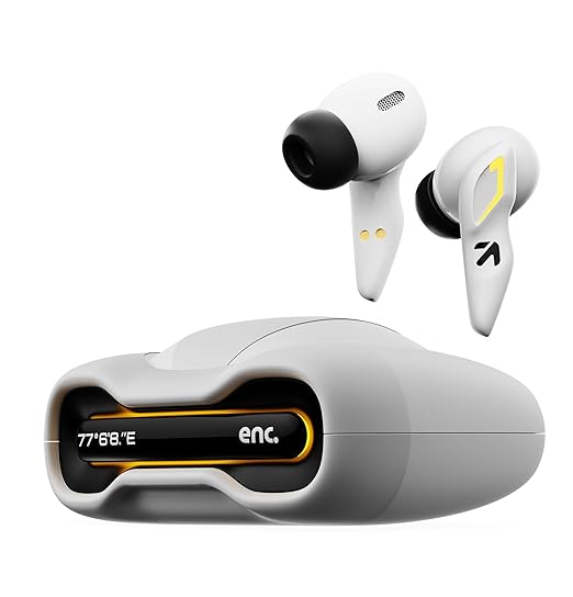 GOBOULT Astra Truly Wireless in Ear Earbuds with 48H Playtime, Built-in App Support, 45ms Low Latency Gaming, 4 Mics ENC, Breathing LEDs,13mm Bass Drivers, TWS Ear Buds (White Opal)
