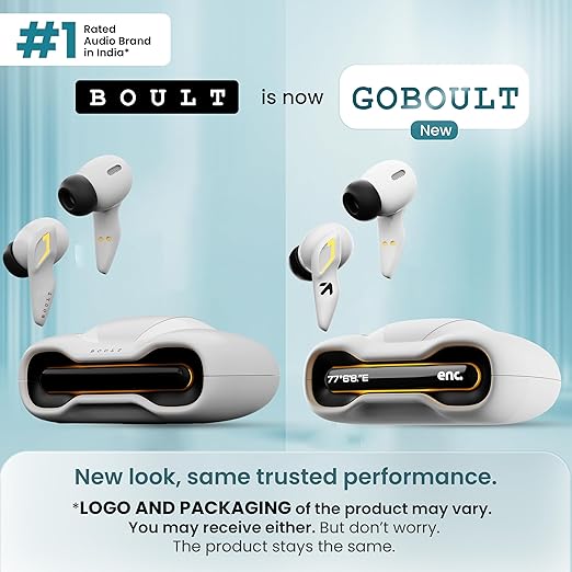 GOBOULT Astra Truly Wireless in Ear Earbuds with 48H Playtime, Built-in App Support, 45ms Low Latency Gaming, 4 Mics ENC, Breathing LEDs,13mm Bass Drivers, TWS Ear Buds (White Opal)