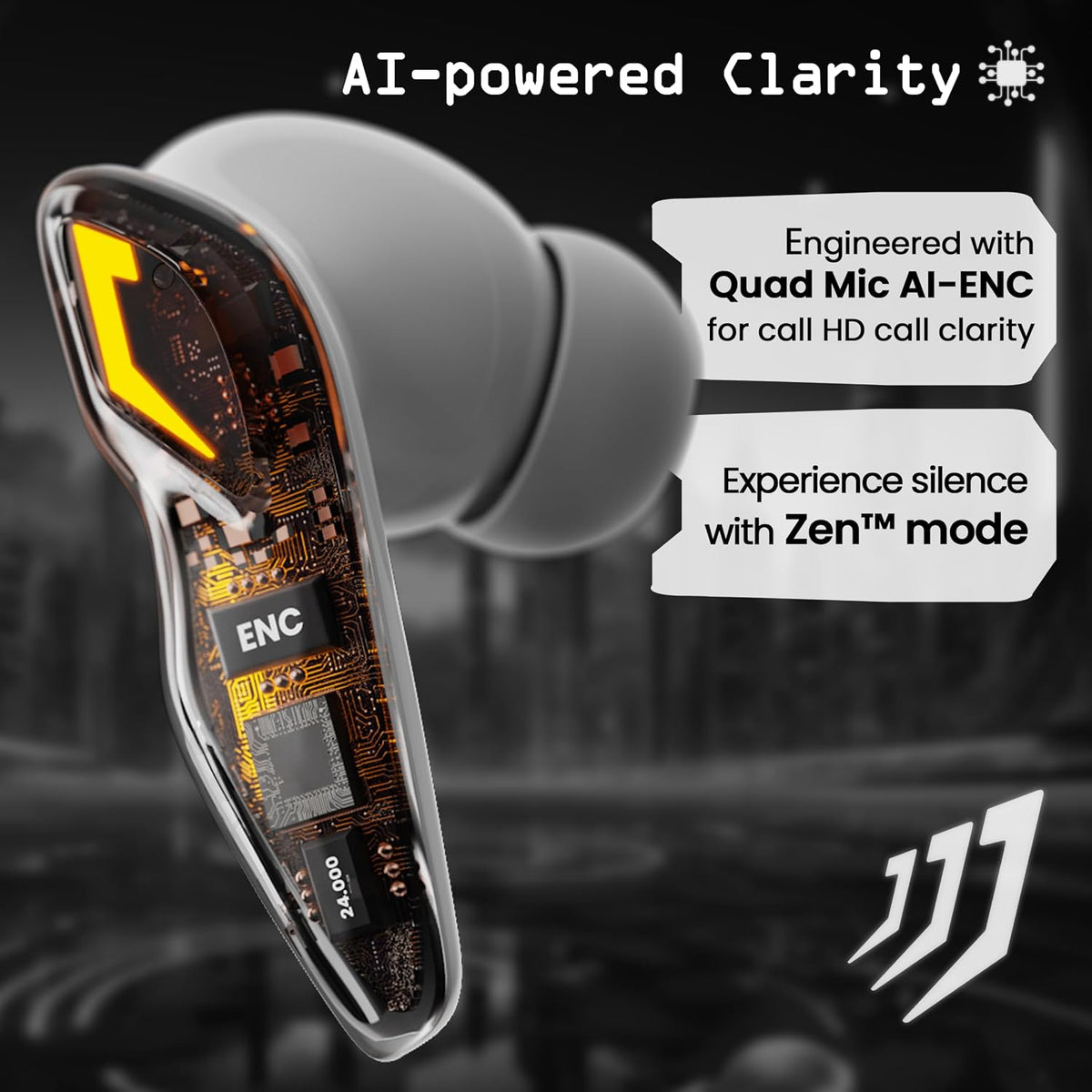 GOBOULT Astra Truly Wireless in Ear Earbuds with 48H Playtime, Built-in App Support, 45ms Low Latency Gaming, 4 Mics ENC, Breathing LEDs,13mm Bass Drivers, TWS Ear Buds (White Opal)