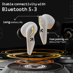 GOBOULT Astra Truly Wireless in Ear Earbuds with 48H Playtime, Built-in App Support, 45ms Low Latency Gaming, 4 Mics ENC, Breathing LEDs,13mm Bass Drivers, TWS Ear Buds (White Opal)