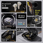 GOBOULT Astra Truly Wireless in Ear Earbuds with 48H Playtime, Built-in App Support, 45ms Low Latency Gaming, 4 Mics ENC, Breathing LEDs,13mm Bass Drivers, TWS Ear Buds (White Opal)