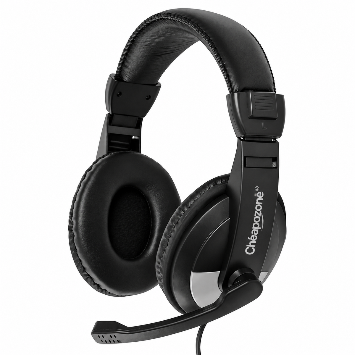 Cheapozone ZEB-200HM Wired On-Ear Headphones with Mic | Dual 3.5mm Connector | Adjustable Headband | PC & Laptop Compatible