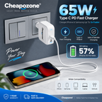 Cheapozone 65W Type-C PD GaN Fast Charger + Type-C to Type-C Cable