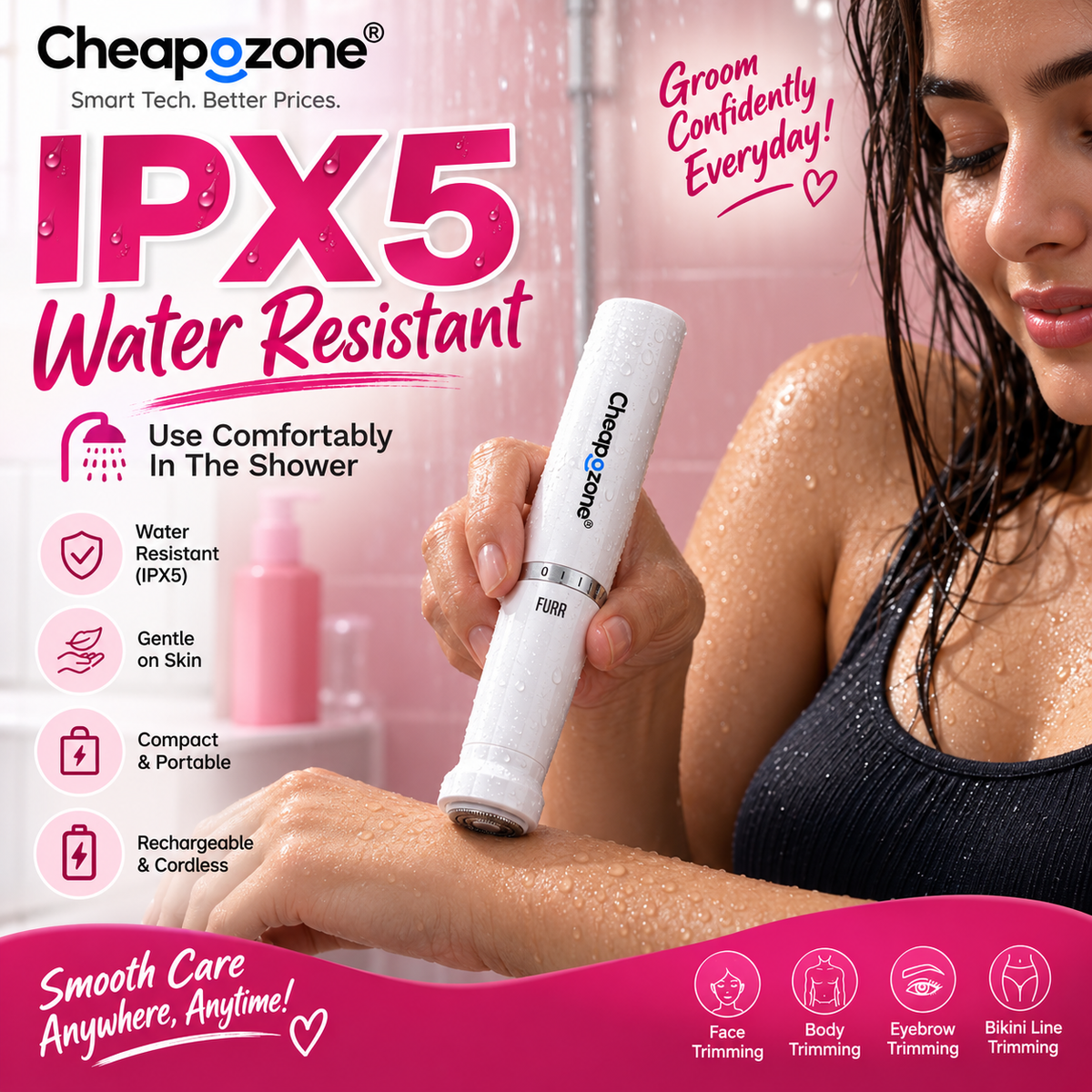 cheapozone 6-in-1 Type-C Full Body Trimmer for Women