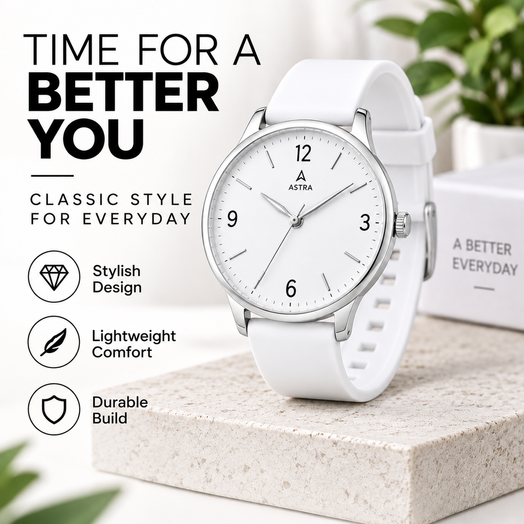 ASTRA Premium White Analog Watch for Men & Women – Stylish Minimalist Design