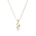 Elegant S-Shape Crystal Pendant Necklace – Gold Finish
