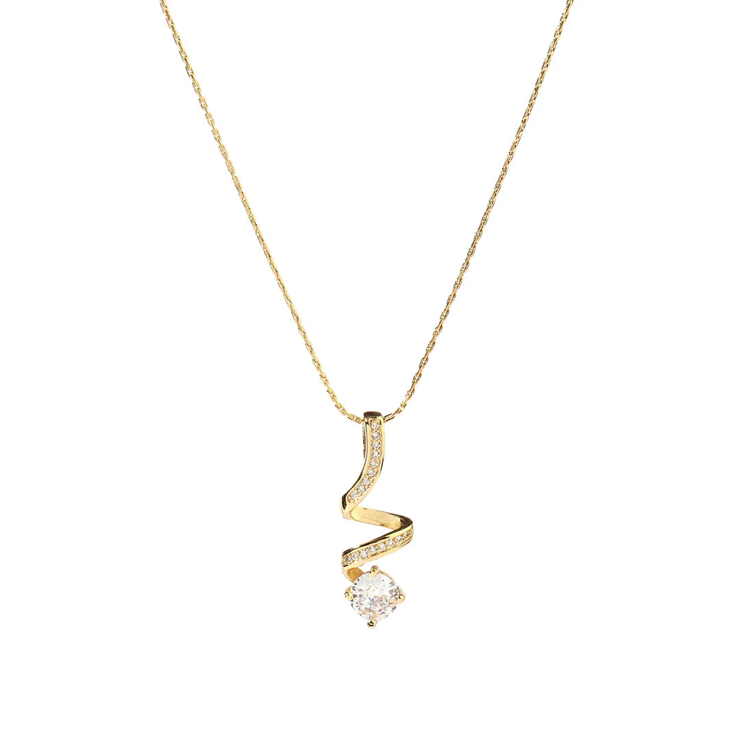 Elegant S-Shape Crystal Pendant Necklace – Gold Finish