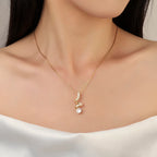 Elegant S-Shape Crystal Pendant Necklace – Gold Finish