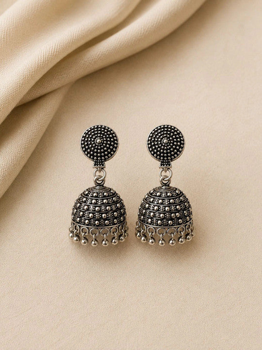 Navratri Special Oxidized Silver Statement Necklace & Jhumka Set