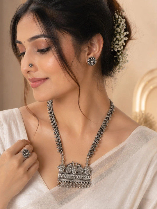 Traditional Oxidized Silver Navratri Jewellery Set