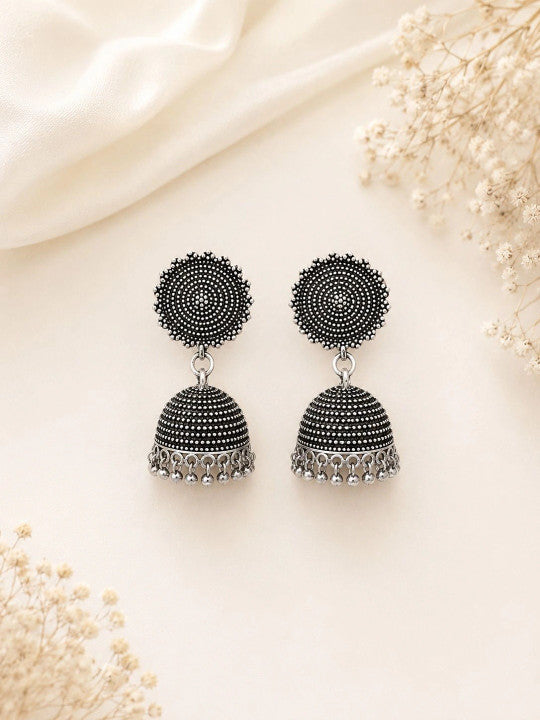 Navratri Special Peacock Oxidized Silver Pendant Necklace Set