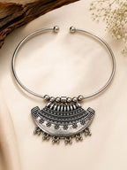 Navratri Special Oxidized Silver Tribal Pendant Necklace Set